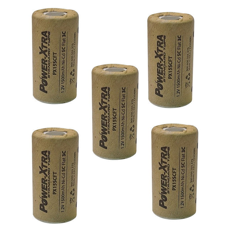 باتری نیکل کادمیوم پاور اکسترا مدل SC-1500-3C ظرفیت 1500 میلی آمپر ساعت بسته 5 عددی