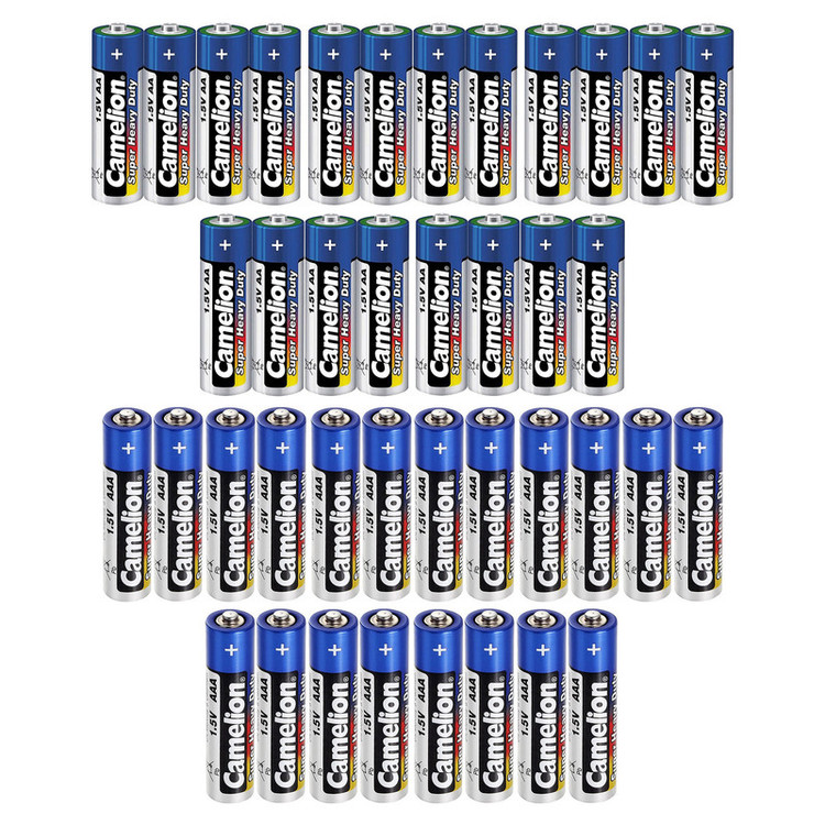 باتری قلمی و نیم قلمی کملیون مدل Super Heavy Duty بسته 40 عددی