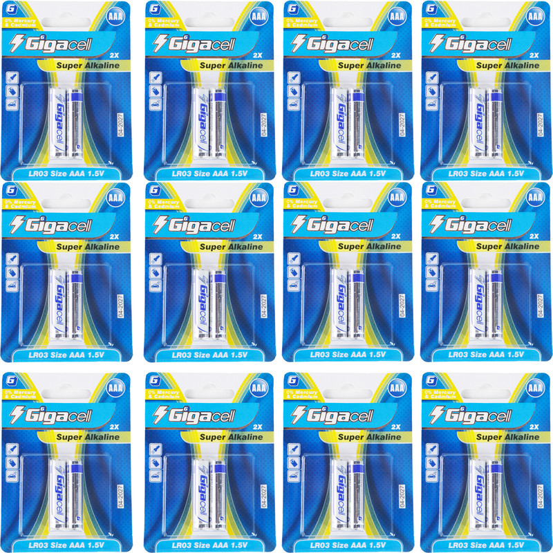 باتری نیم قلمی گیگاسل مدل AAA1.5V بسته 12 عددی