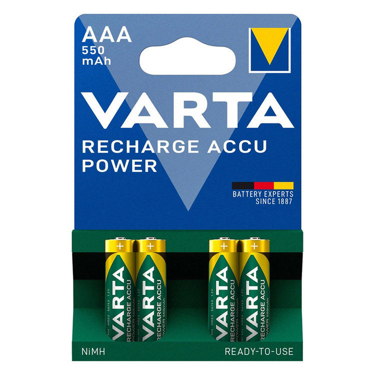 باتری نیم قلمی قابل شارژ وارتا مدل accus 550 بسته چهار عددی