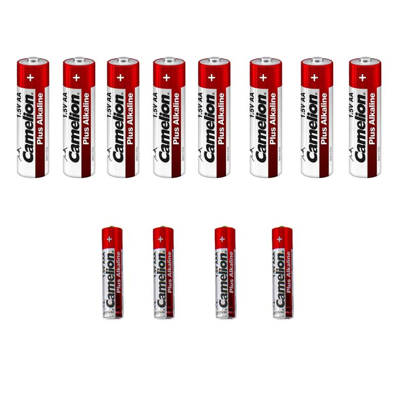 باتری قلمی و نیم قلمی کملیون مدل Plus Alkaline بسته 12 عددی
