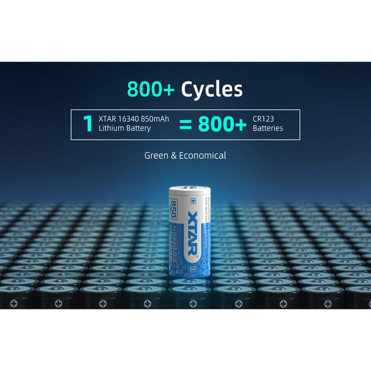 باتری قابل شارژ اکستار مدل XTAR 16340 850mAh