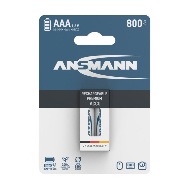 باتری نیم قلمی قابل شارژ آنسمن مدل Rechargeable Premium بسته ۲ عددی