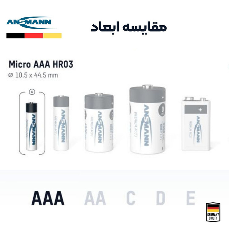 باتری نیم قلمی قابل شارژ آنسمن مدل Rechargeable Premium بسته ۲ عددی