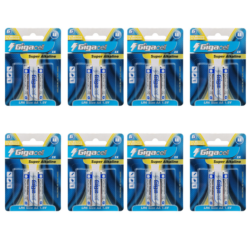 باتری قلمی گیگاسل مدل Super Alkaline LR6 بسته 16 عددی