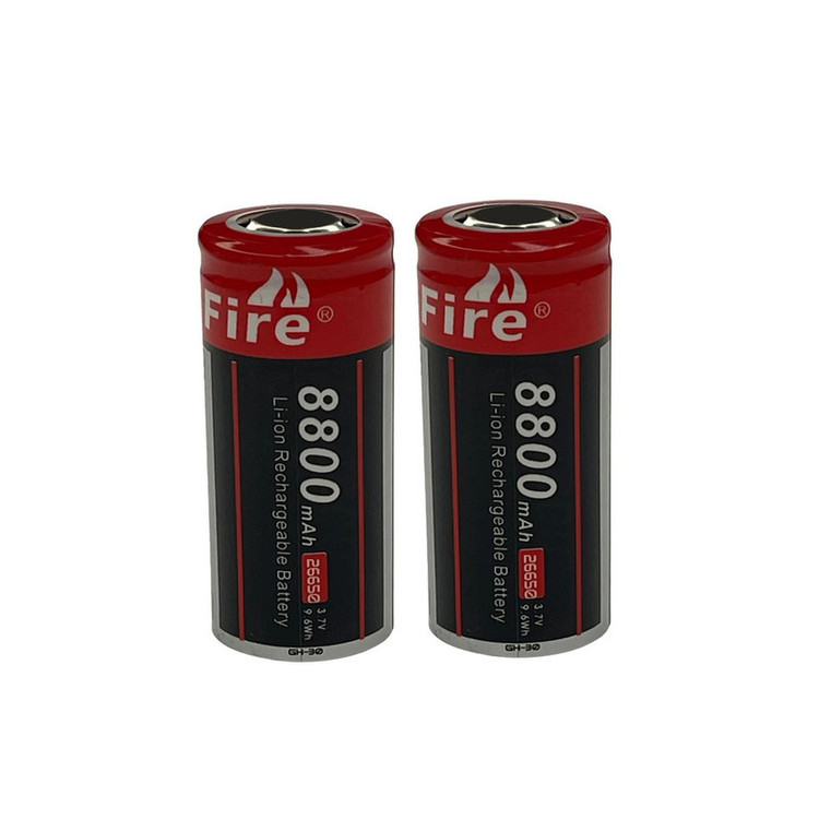 باتری لیتیومی قابل شارژ کولیت فایر مدل 26650 کد 3.7v ظرفیت 8800 میلیآمپرساعت بسته 2 عددی