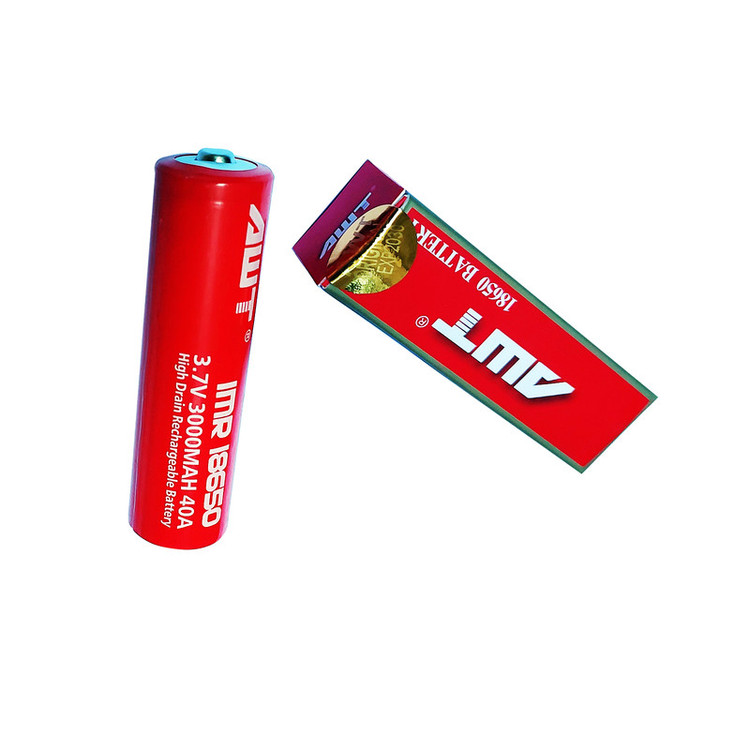 باتری لیتیوم یون قابل شارژ ای دبلیو تی کد IMR18650 ظرفیت 3000 میلی آمپرساعت بسته 2 عددی