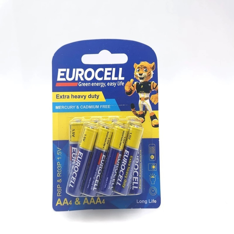 باتری قلمی و نیم قلمی یوروسل مدل Extra Heavy Duty بسته 16 عددی