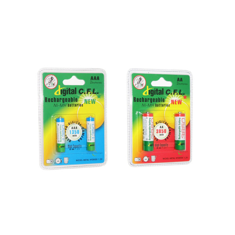 باتری قلمی و نیم قلمی قابل شارژ سی.اف.ال مدل 3850/1350mAh بسته 4 عددی