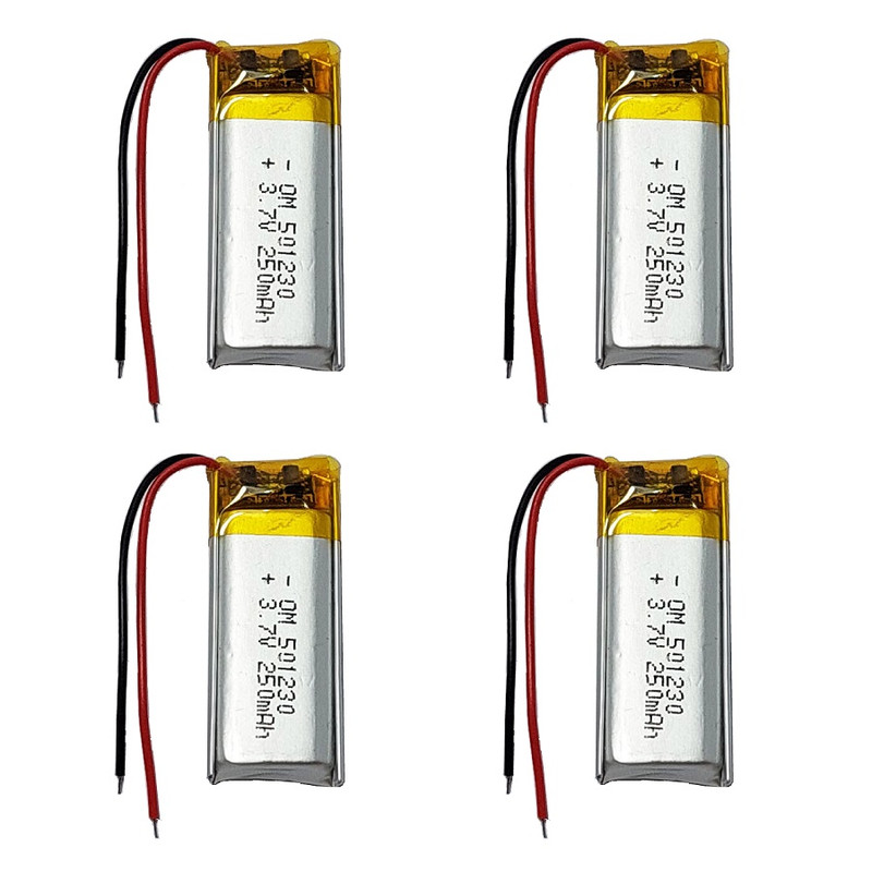 باتری لیتیومی قابل شارژ مدل OM-501230 ظرفیت 250 میلی‌آمپرساعت بسته 4 عددی