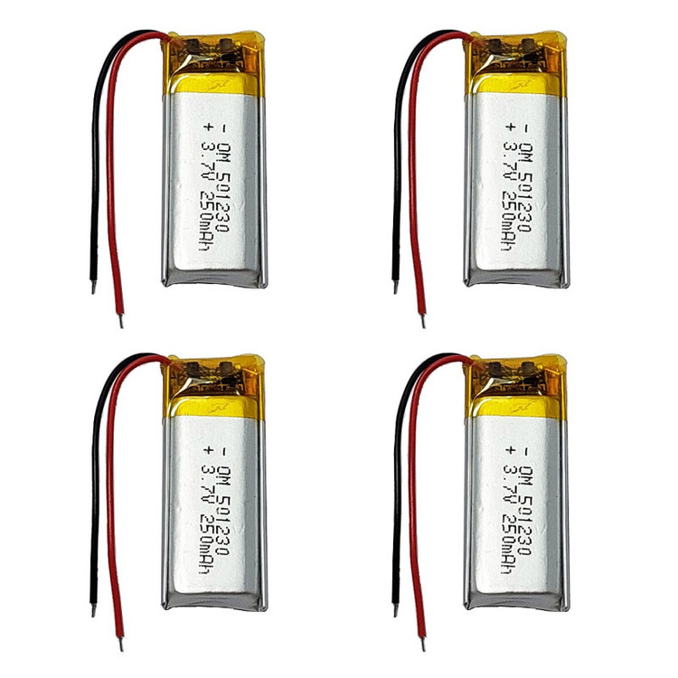 باتری لیتیومی قابل شارژ مدل OM-501230 ظرفیت 250 میلیآمپرساعت بسته 4 عددی