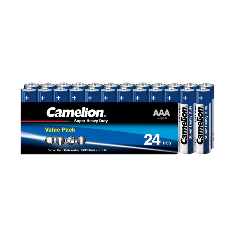 باتری نیم قلمی کملیون مدل super heavy duty بسته 24 عددی