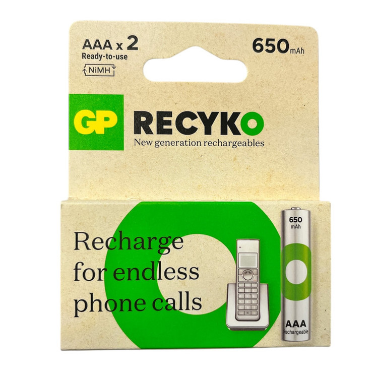 باتری نیم قلمی قابل شارژ جی پی مدل ER- 650mAh بسته ۲ عددی