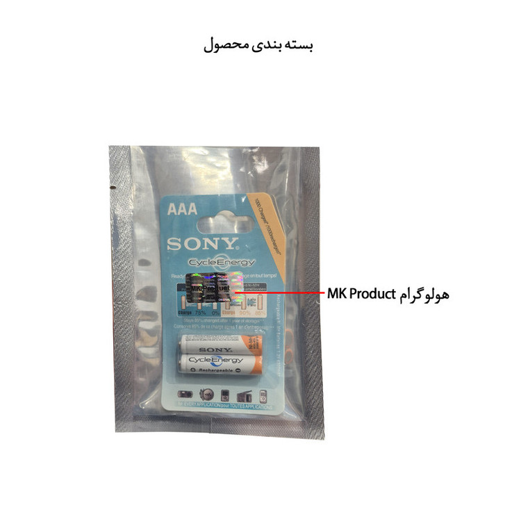 باتری نیم قلمی قابل شارژ سونی مدل NH-AAA- HR11/45 بسته ۲ عددی