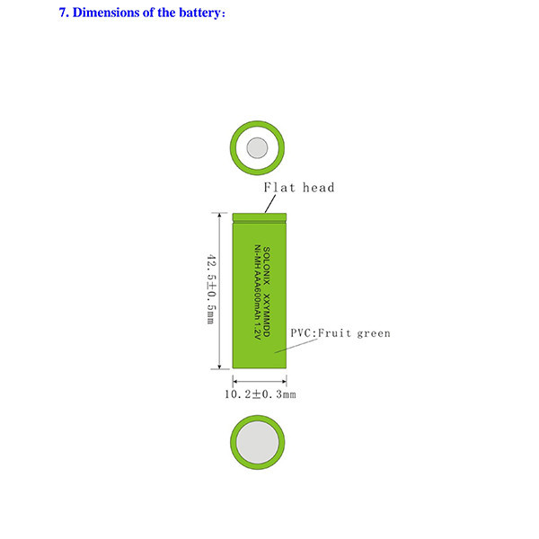 باتری نیم قلمی قابل شارژ سولونیکس مدل Ni-MH 600mAh FLAT مجموعه 2 عددی