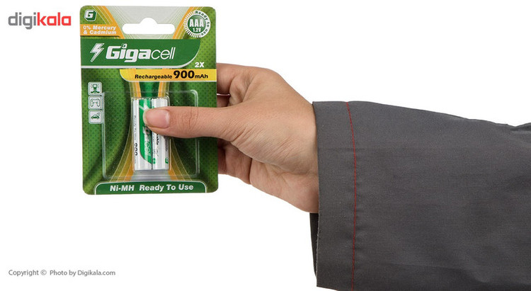 باتری نیم قلمی قابل شارژ گیگاسل مدل 900mAh بسته 2 عددی