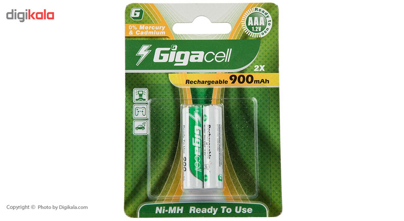 باتری نیم قلمی قابل شارژ گیگاسل مدل 900mAh بسته 2 عددی