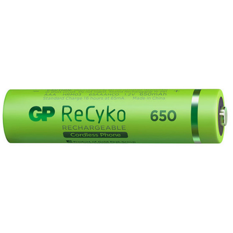 باتری نیم قلمی قابل شارژ جی پی مدل Rechargeable Recyko 650 بسته دو عددی