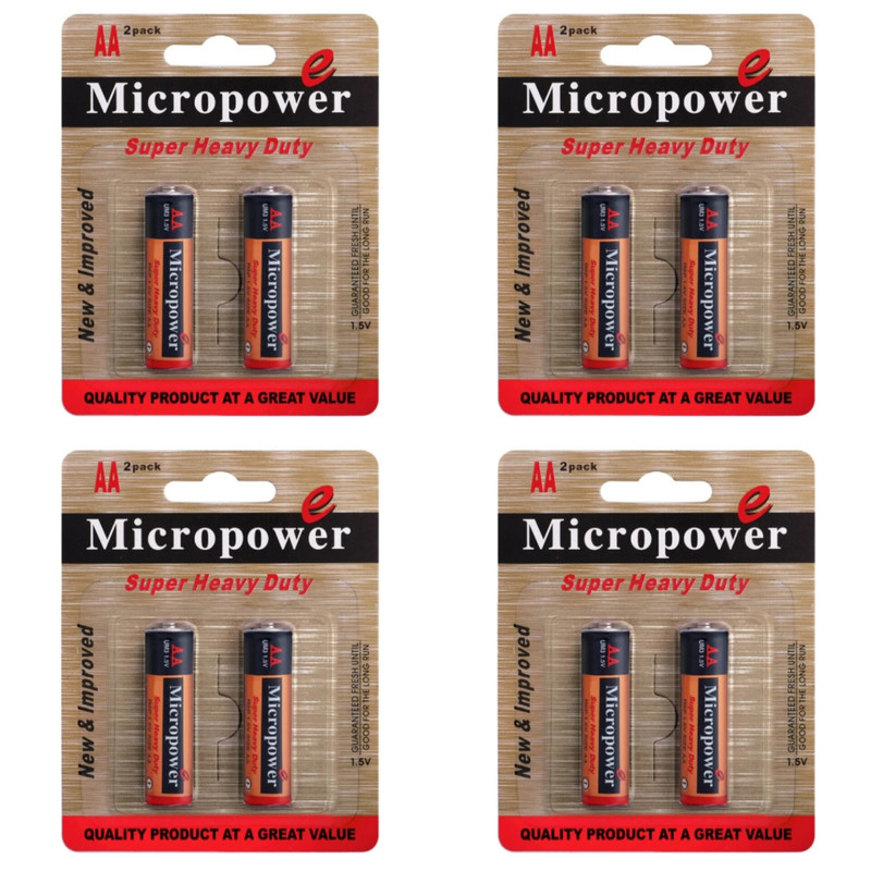 باطری قلمی میکرو پاور مدل super heavy duty مجموعه ۸ عددی