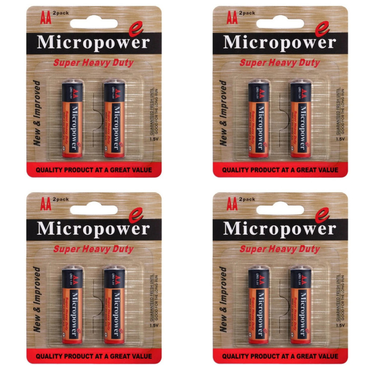 باطری قلمی میکرو پاور مدل super heavy duty مجموعه ۸ عددی