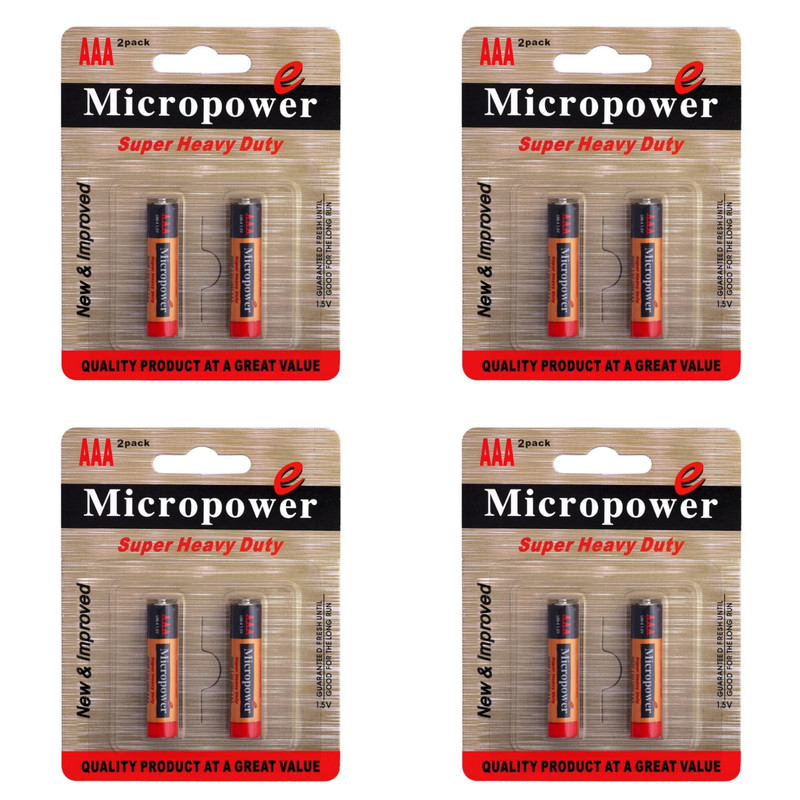 باتری نیم قلمی میکرو پاور مدل super heavy duty مجموعه 8 عددی