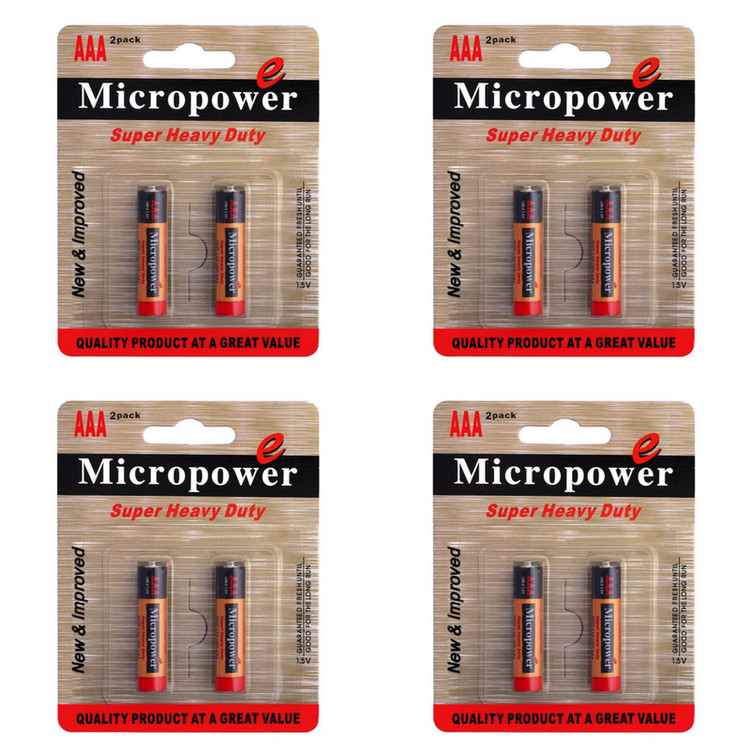 باتری نیم قلمی میکرو پاور مدل super heavy duty مجموعه 8 عددی