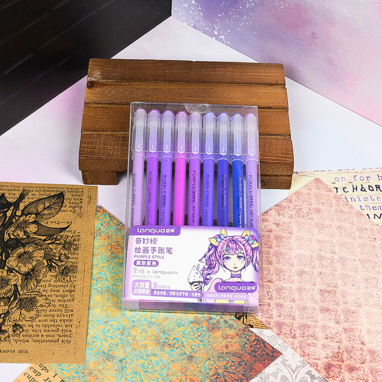 روان نویس 0.6 میلی متری لنگو مدل Purple Style بسته 9 عددی