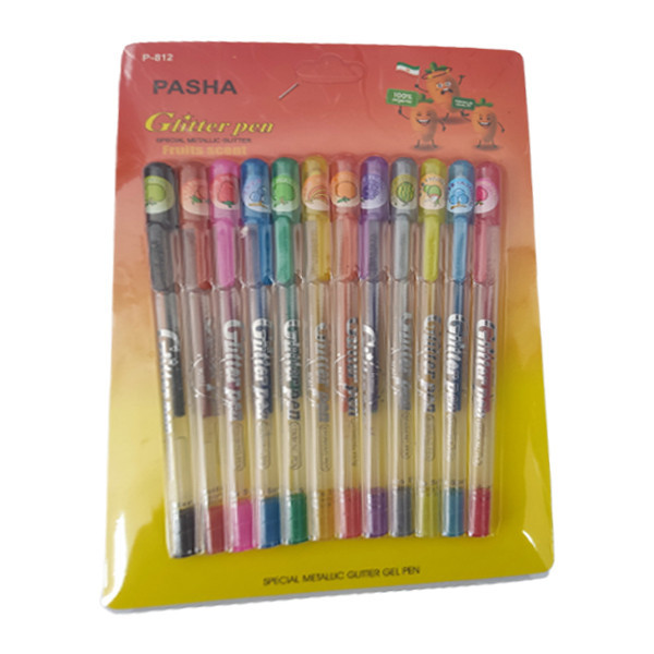خودکار اکلیلی پاشا مدل میوه ای کد P-812 بسته 12 عددی