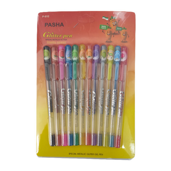خودکار اکلیلی پاشا مدل میوه ای کد P-812 بسته 12 عددی