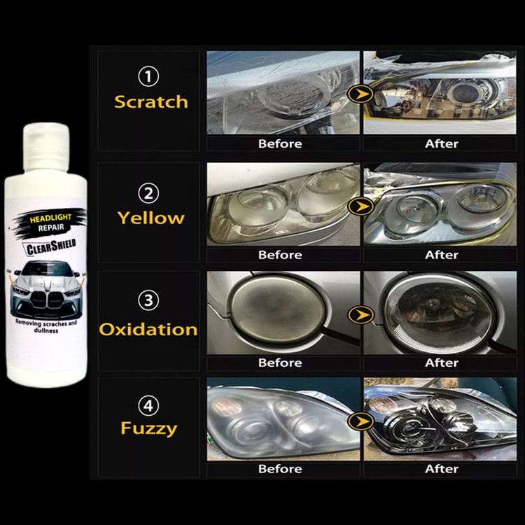 پولیش براق کننده و شفاف کننده چراغ خودرو کلر شیلید مدل HEADLIGHT REPAIR حجم 110 میلی لیتر