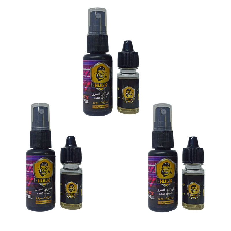 پولیش فوری رفع زردی و ماتی چراغ خودرو هالک مدل car lights powerful حجم 30 میلی لیتر بسته 3 عددی