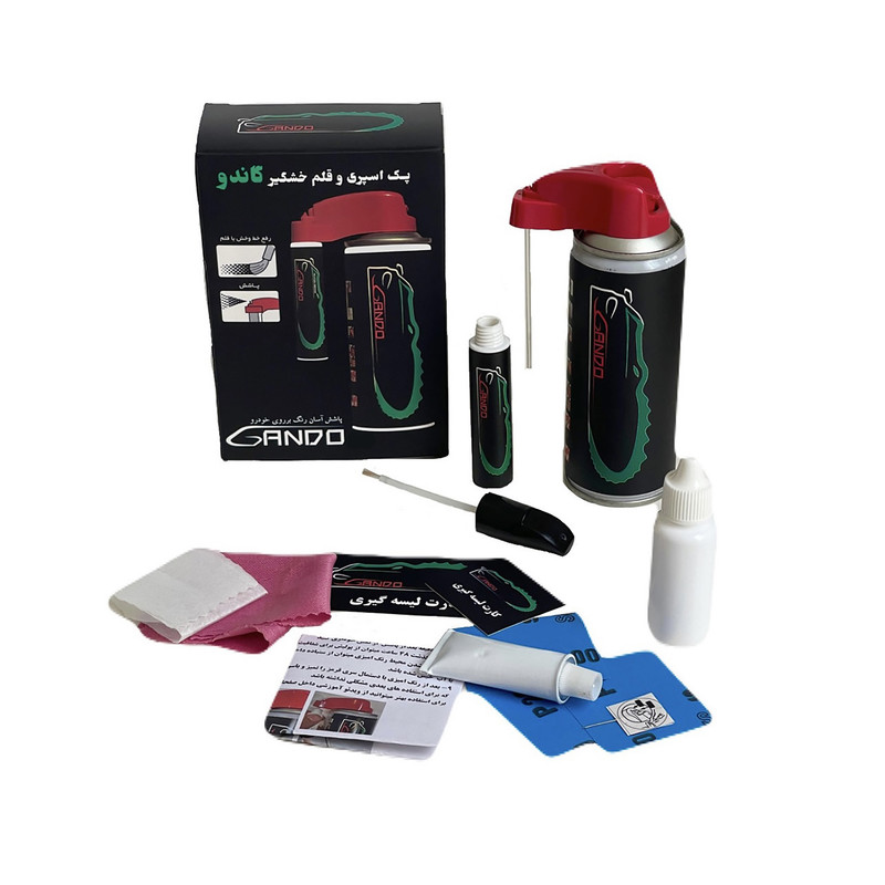پک اسپری و قلم خشگیر بدنه خودرو گاندو نقره ای کد رنگ 67902