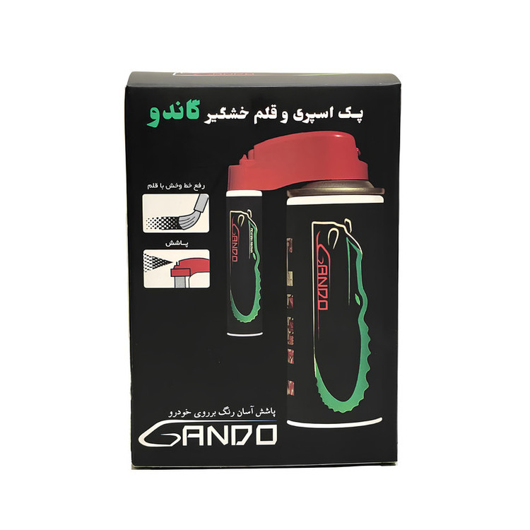 پک اسپری و قلم خشگیر بدنه خودرو گاندو نقره ای کد رنگ 67901