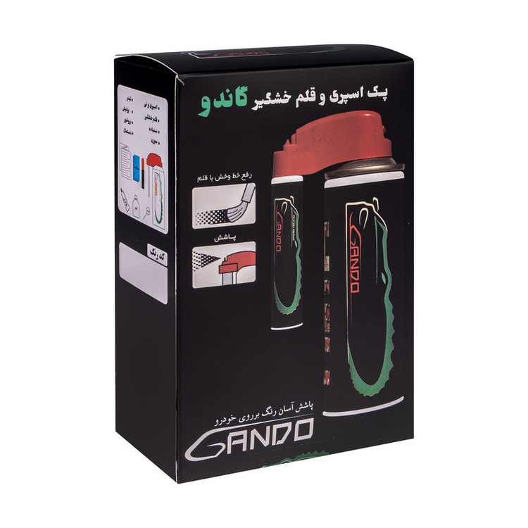 پک اسپری و قلم خشگیر بدنه خودرو گاندو نقره ای کد رنگ 67901