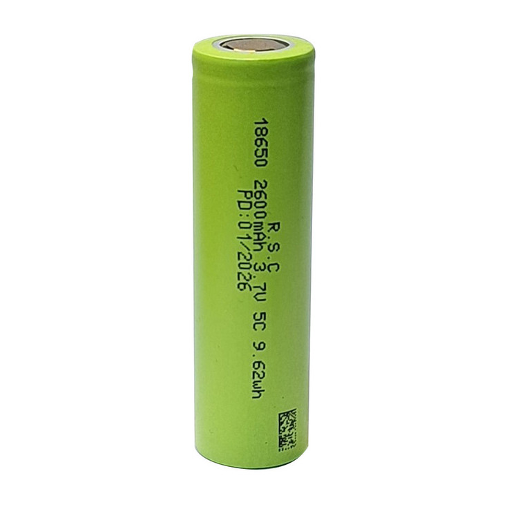 باتری لیتیوم یون قابل شارژ آر اس سی مدل RSC-18650-5C-2600 ظرفیت 2600 میلی آمپر ساعت