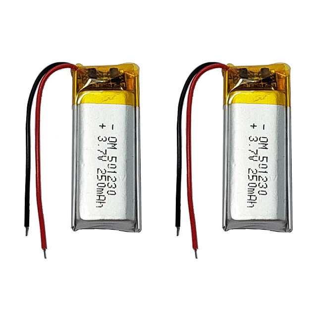 باتری لیتیومی قابل شارژ مدل OM-501230 ظرفیت 250 میلیآمپرساعت بسته 2 عددی