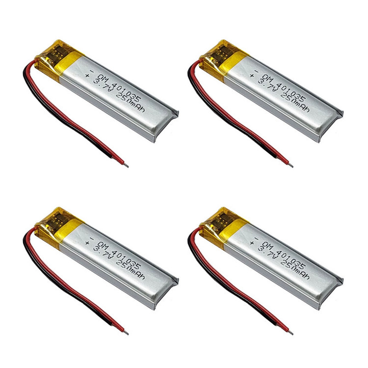 باتری لیتیومی قابل شارژ مدل OM-401035 ظرفیت 250 میلیآمپرساعت بسته 4 عددی