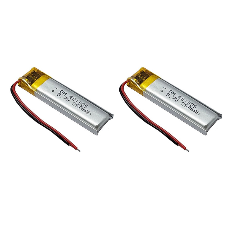 باتری لیتیومی قابل شارژ مدل OM-401035 ظرفیت 250 میلی‌آمپرساعت بسته 2 عددی