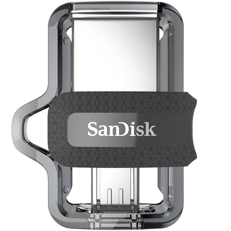 فلش مموری دوکاره سن دیسک مدل Ultra Dual Drive M3.0 ظرفیت 128 گیگابایت با رابط USB3.0 و MicroUSB، سرعت خواندن تا 150 مگابایت بر ثانیه و پشتیبانی از اپلیکیشن SanDisk Memory Zone