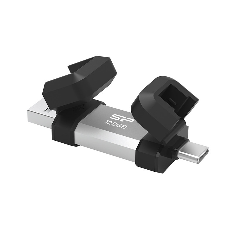 فلش مموری OTG سیلیکون پاور مدل C51 ظرفیت 128 گیگابایت با رابط USB3.2 Type-A و Type-C، مقاوم در برابر ضربه، شوک و گرد و غبار، مناسب تلفن همراه و لپ‌تاپ