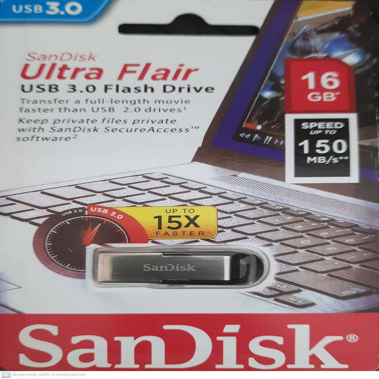 فلش مموری سن دیسک مدل ultra flair ظرفیت 16 گیگابایت