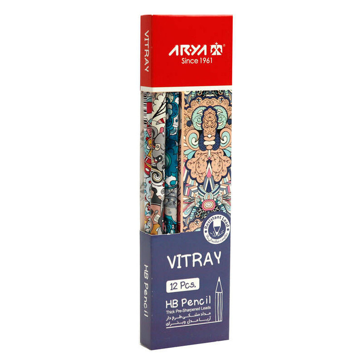 مداد مشکی آریا مدل VITRAY کد A6 بسته 12 عددی