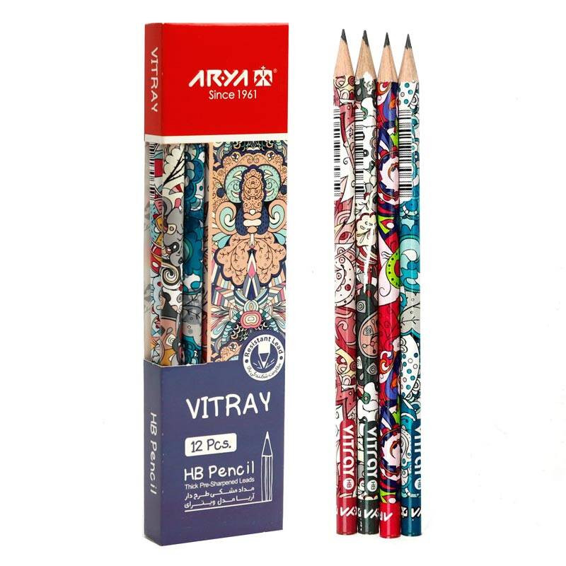 مداد مشکی آریا مدل VITRAY کد A6 بسته 12 عددی