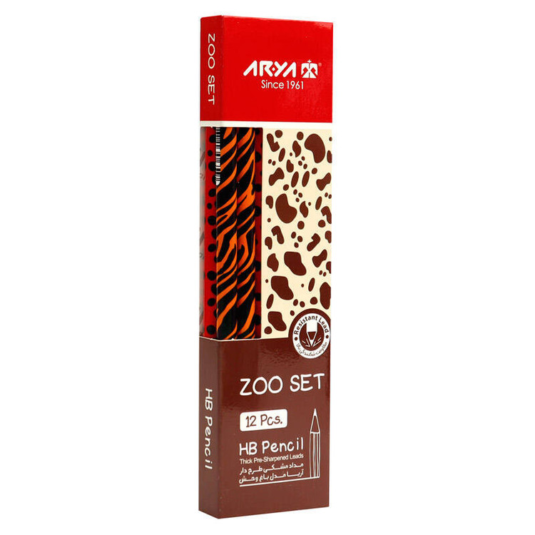 مداد مشکی آریا مدل ZOO SET کدA1 بسته 12 عددی