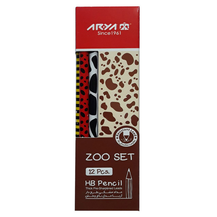 مداد مشکی آریا مدل ZOO SET کدA1 بسته 12 عددی