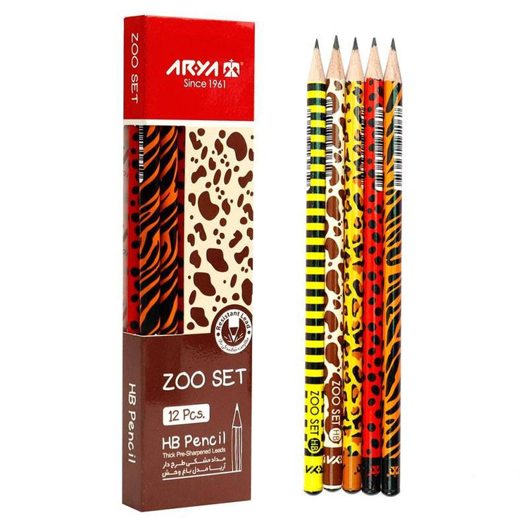 مداد مشکی آریا مدل ZOO SET کدA1 بسته 12 عددی