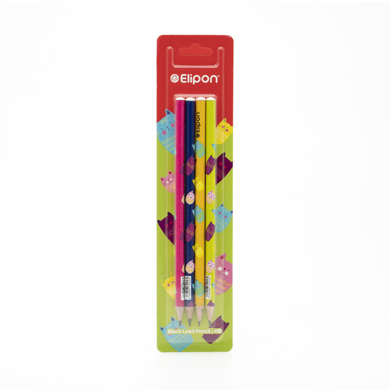 مداد مشکی الیپون طرح WILLOW کد 8101840 بسته 4 عددی