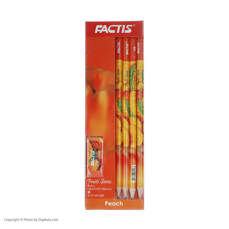 مداد فکتیس مدل Peach بسته 4 عددی به همراه پاک کن