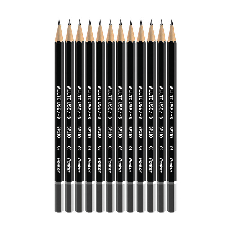 مداد مشکی پنتر مدل Multi Use Hexagonal کد BP110 بسته 12 عددی