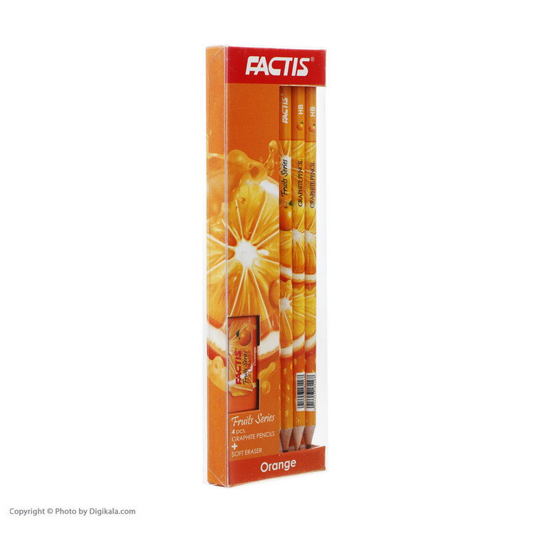 مداد فکتیس مدل Orange بسته 4 عددی به همراه پاک کن